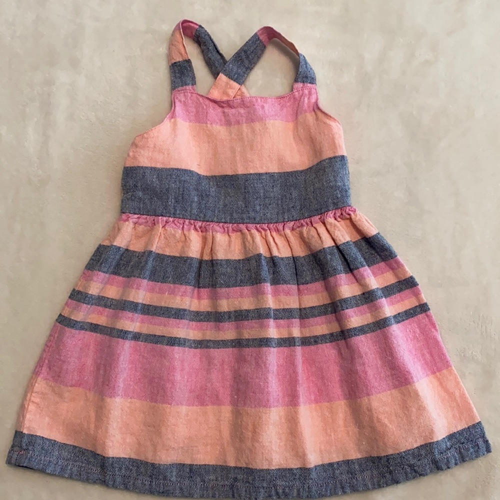 Gorgeous Striped Linen Dress Baby Girl 18 Months Like New Condition Carters